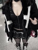 Faux Fur Cross Hooded Coat
