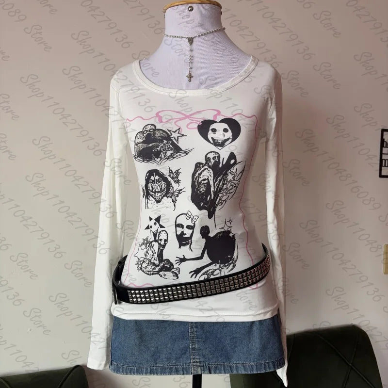 Grunge Graphic Long Sleeve Tee