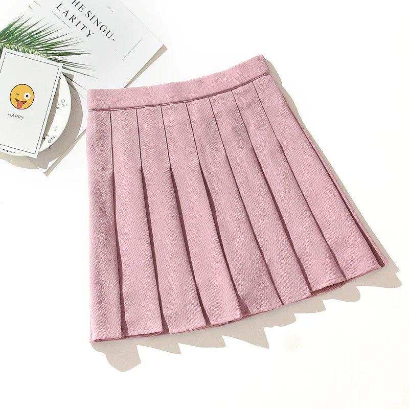 Cross Print Pleated Mini Skirt