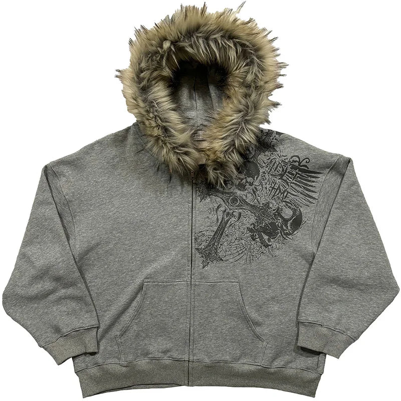 Black Faux Fur Hooded Jacket