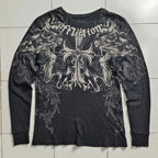 Black Skull Print Long Sleeve Tee