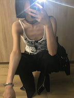 Graphic Print Ribbed Tank