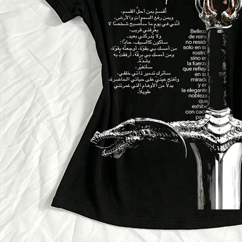 Emo Graphic Print Crop Tee