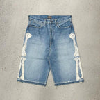 Embroidered Denim Shorts