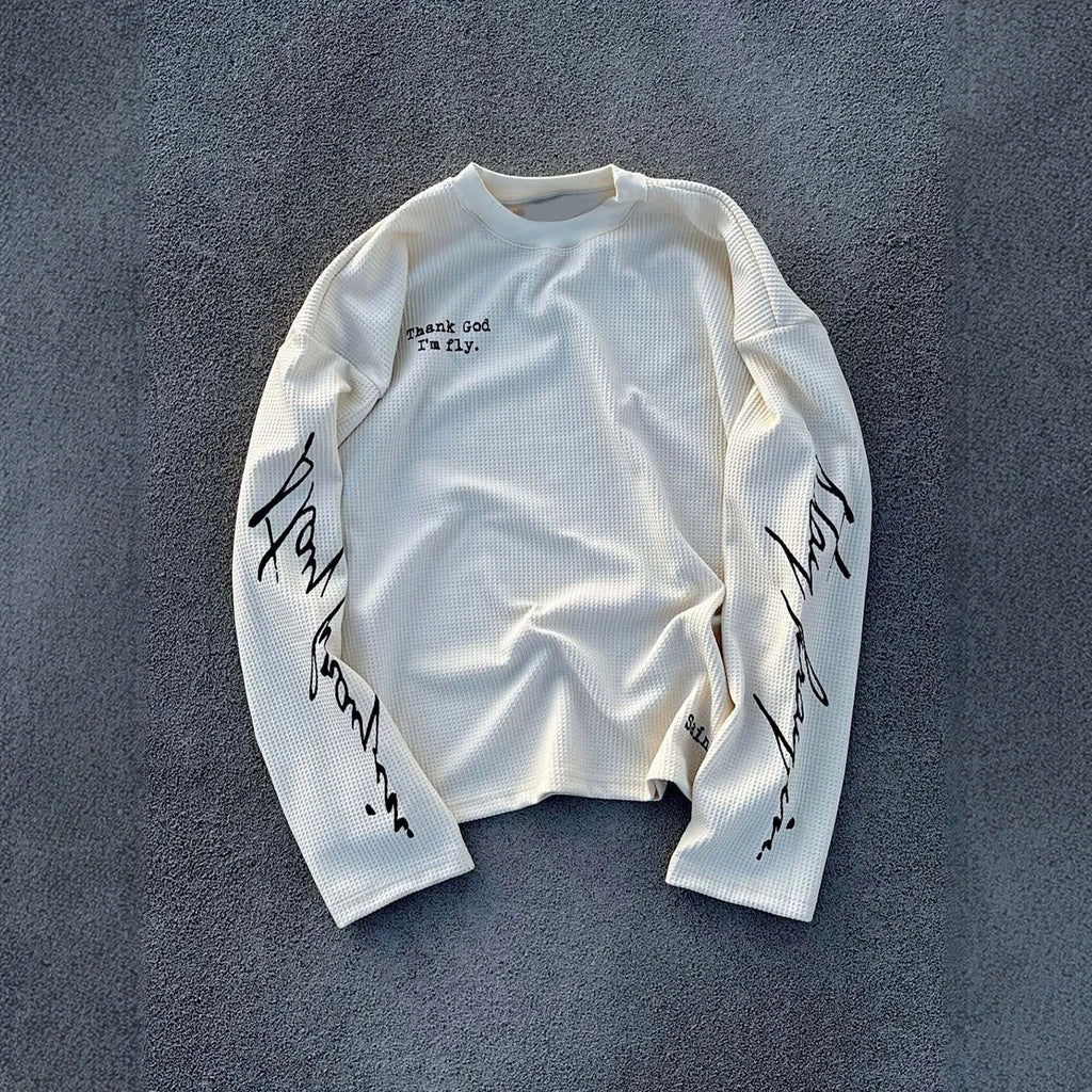 White Graphic Print Long Sleeve Tee