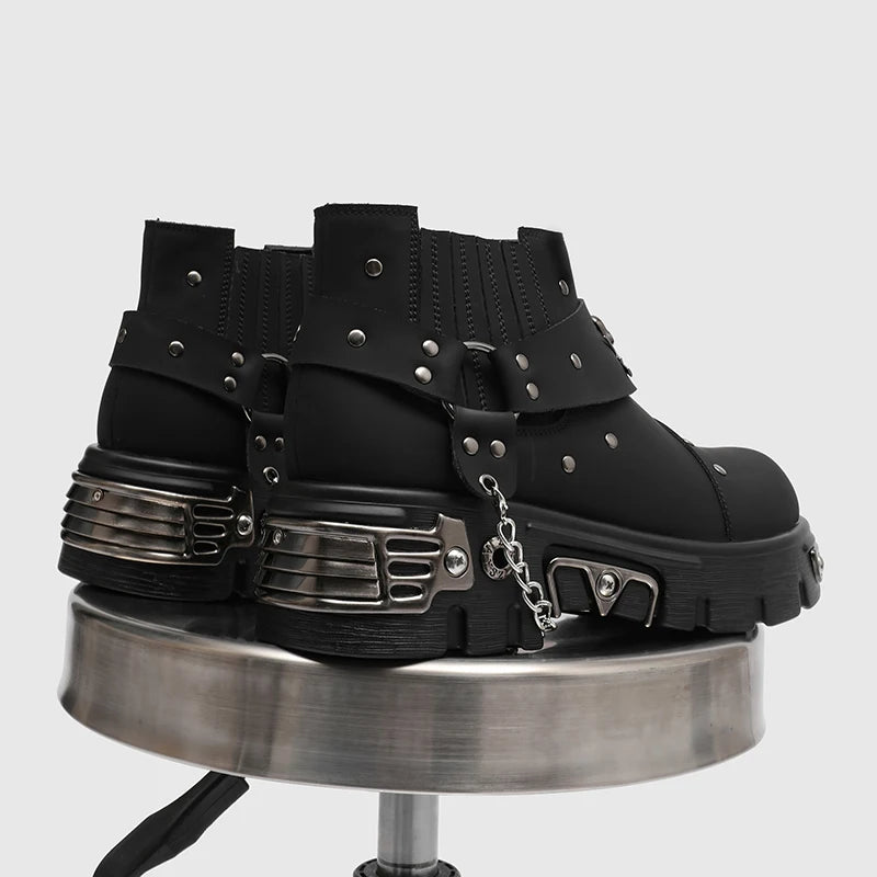 Metal Chain Platform Boots