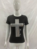 Cross Studded Black Tee
