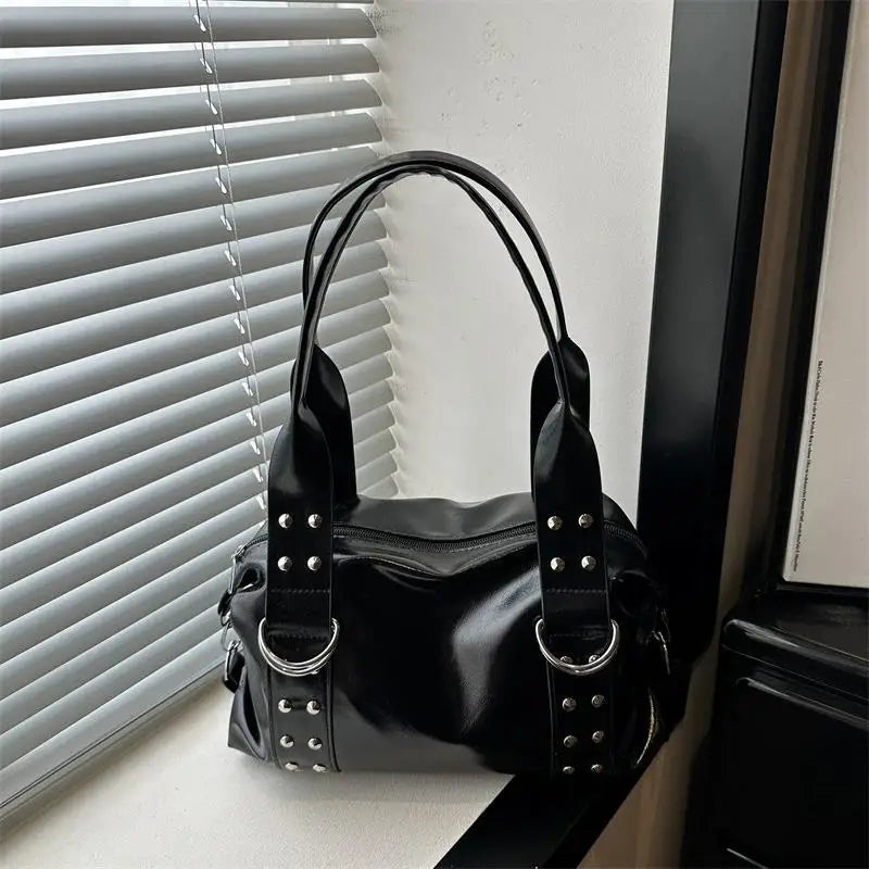 Black Studded Shoulder Bag
