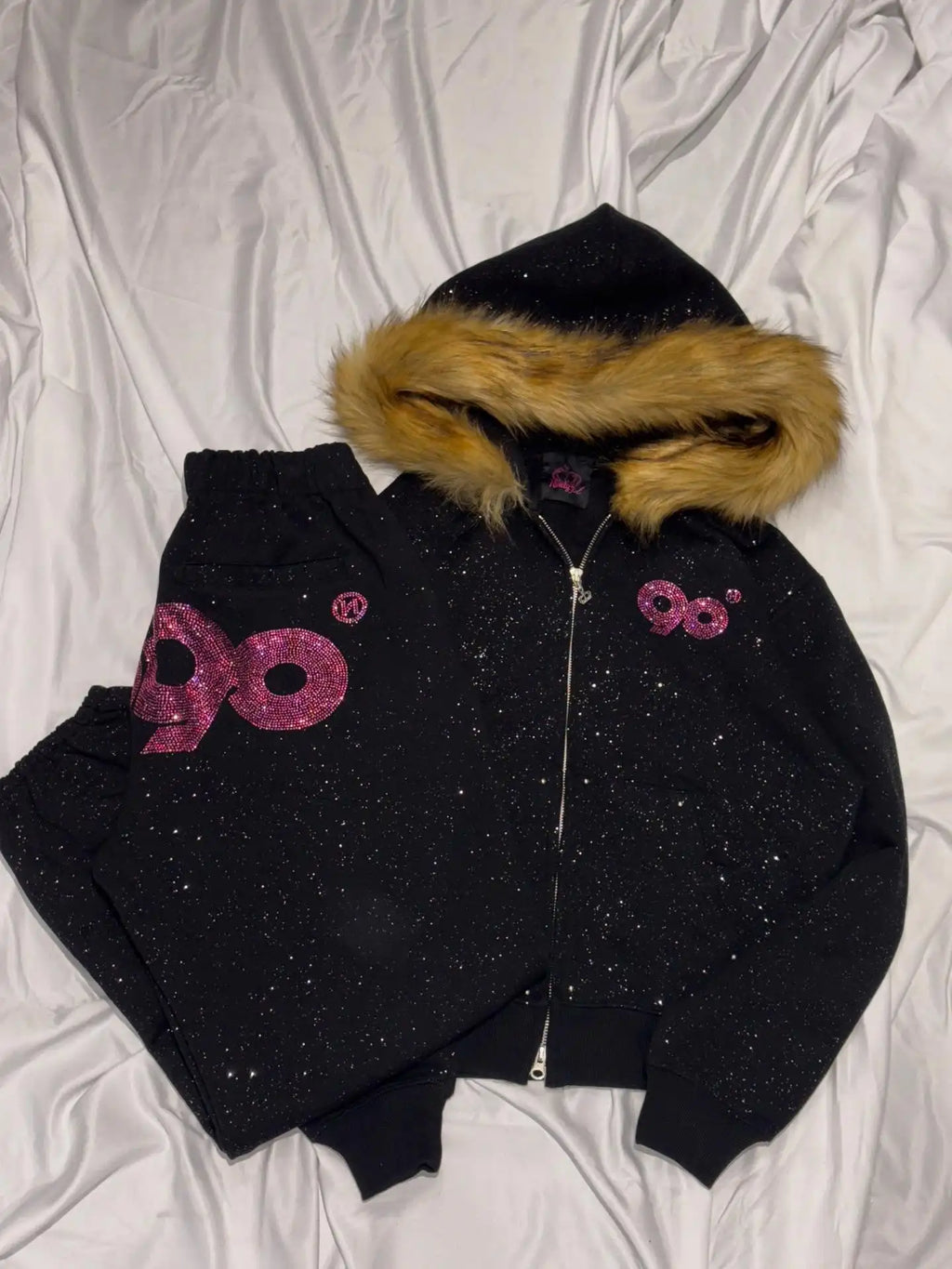 Faux Fur Trim Two-Piece Set