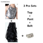 K-Pop Crop Top & Cargo Pants Set