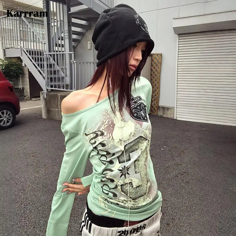 Graphic Print Long Sleeve Top