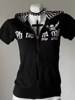 Y2K Skull Print Zip-Up Hoodie