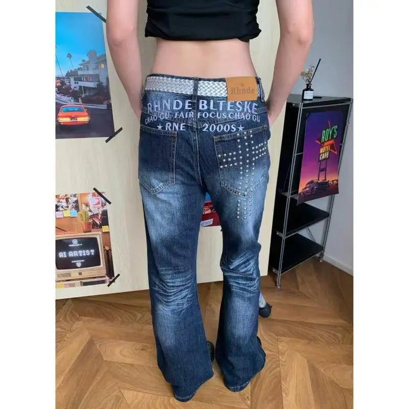 Embroidered Low-Rise Jeans
