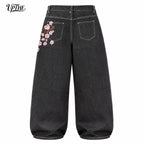 Cherry Blossom Embroidered Jeans