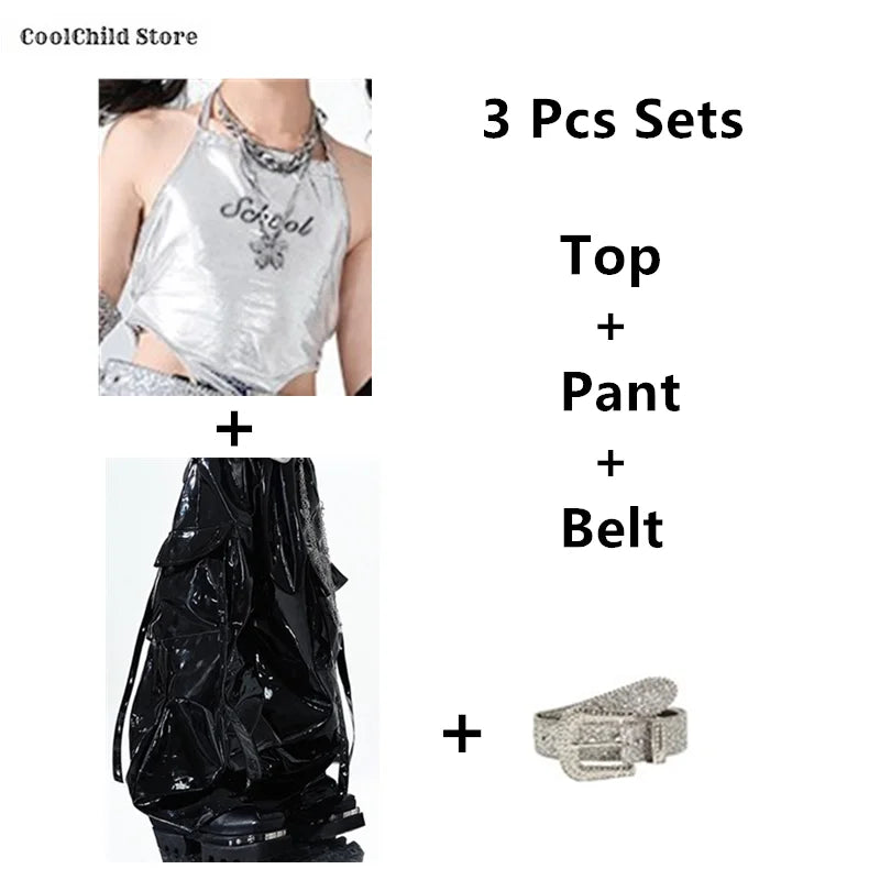 K-Pop Crop Top & Cargo Pants Set