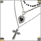 Heart & Cross Necklace Set