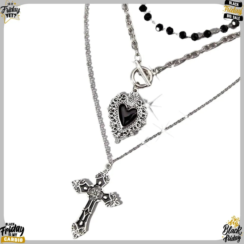 Heart & Cross Necklace Set