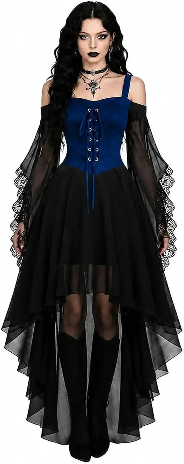 Gothic Lace-Up Maxi Dress