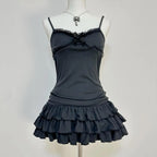 Ruffle Gothic Mini Dress