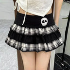 Plaid Skull Mini Skirt
