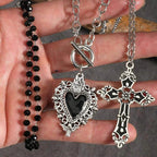 Heart & Cross Necklace Set