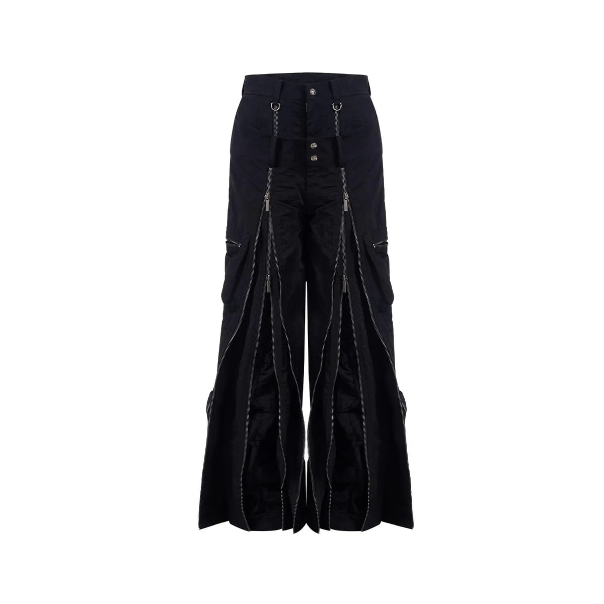 Zip Detail Wide-Leg Pants