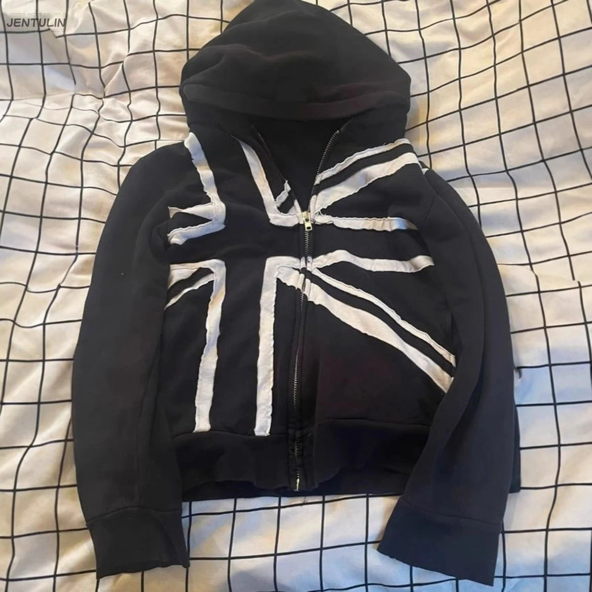 Cropped Union Jack Hoodie
