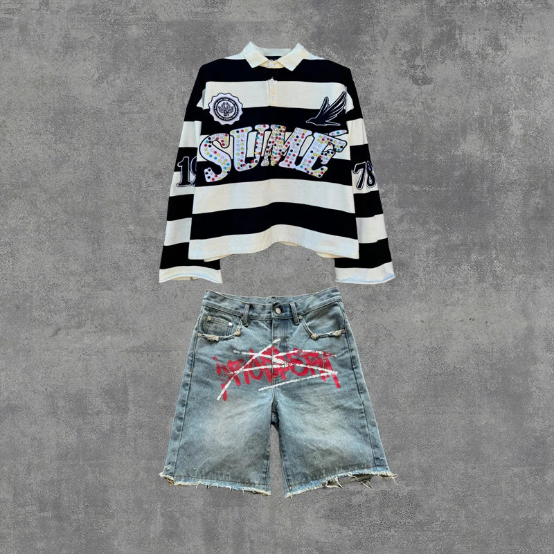 Rugby Stripe Polo & Jeans Set