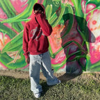 Red Graphic Print Hoodie