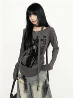 Grey Graphic Long Sleeve Tee