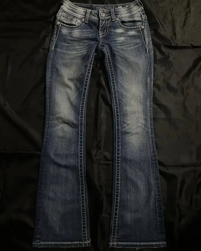 Embroidered Washed Jeans