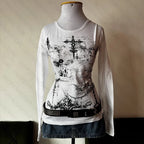 Cross Print Gothic Long Sleeve