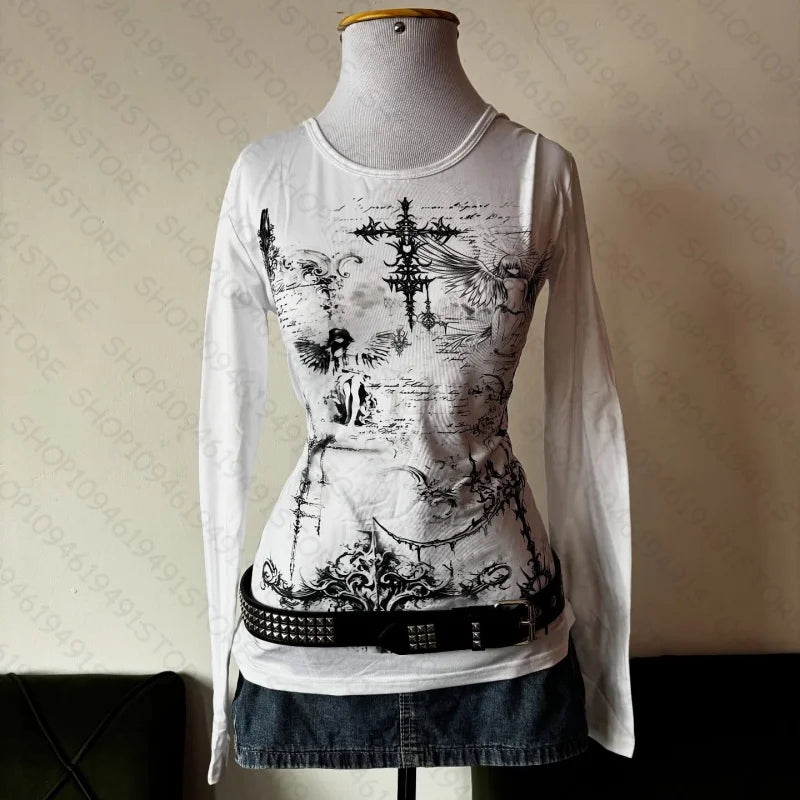 Cross Print Gothic Long Sleeve