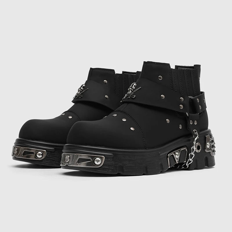 Metal Chain Platform Boots