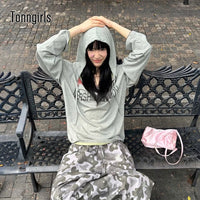 Grey Hooded Long Sleeve Top