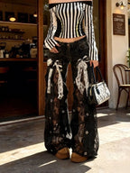 Lace Patchwork Wide-Leg Pants