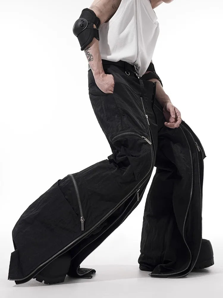 Zip Detail Wide-Leg Pants