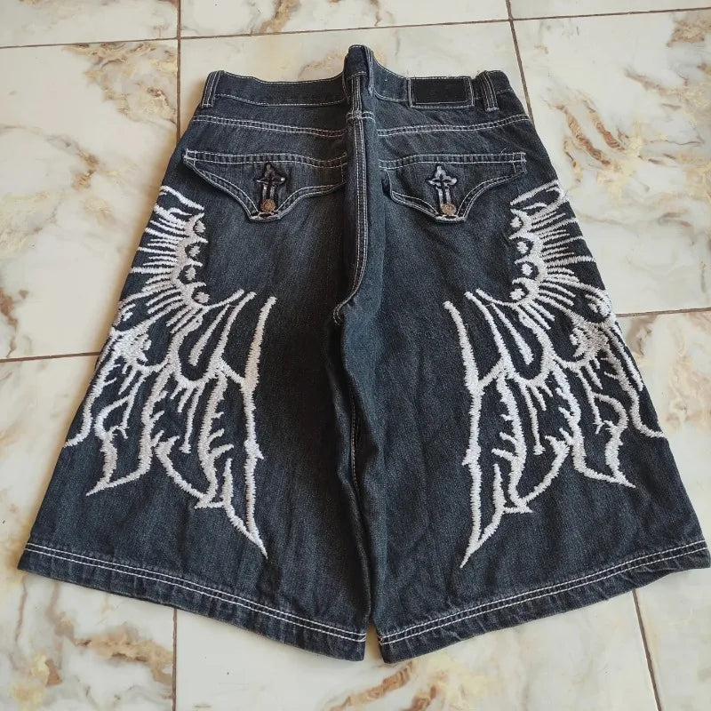 Embroidered Denim Shorts