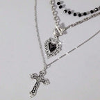 Heart & Cross Necklace Set