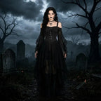 Gothic Lace-Up Maxi Dress