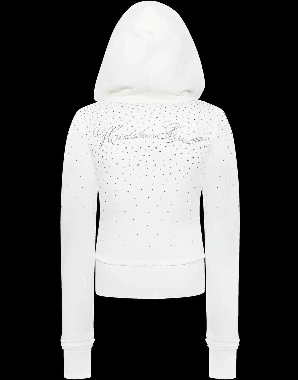Rhinestone Cropped Zip-Up Hoodie