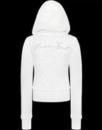 Rhinestone Cropped Zip-Up Hoodie