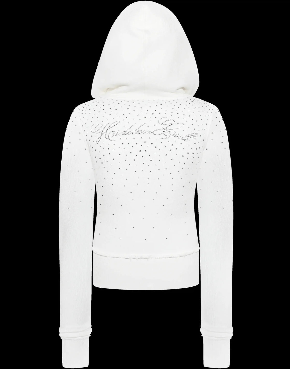 Rhinestone Cropped Zip-Up Hoodie