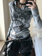 Grunge Print Long Sleeve Tee
