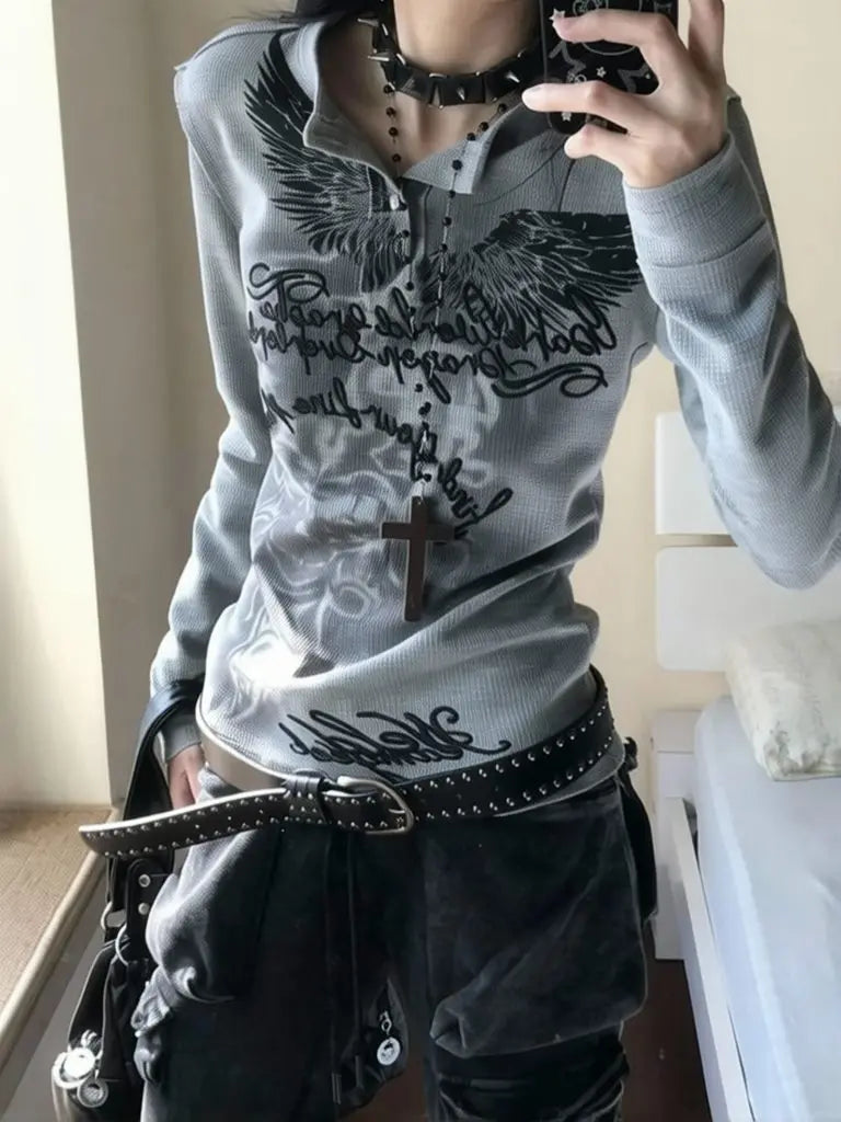 Grunge Print Long Sleeve Tee