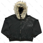 Faux Fur Collar Zip Jacket