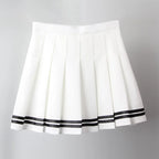 Cross Print Pleated Mini Skirt