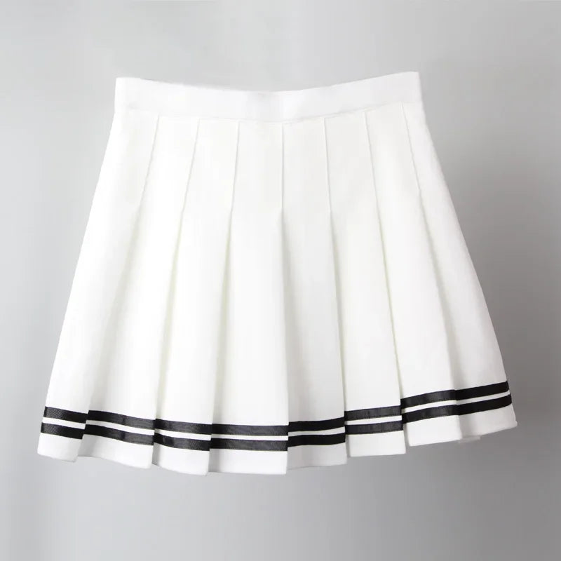 Cross Print Pleated Mini Skirt
