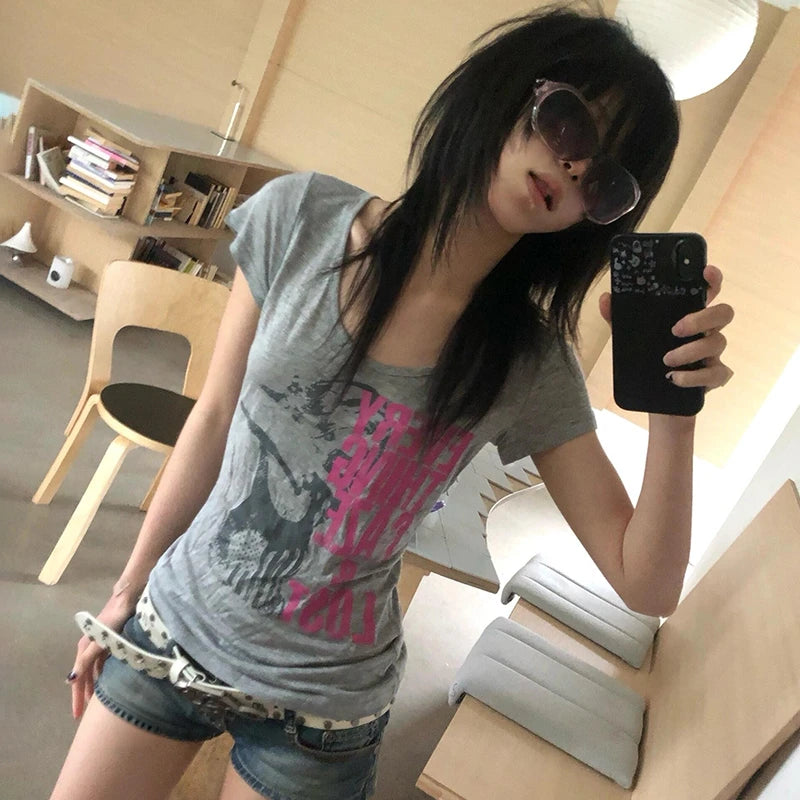 Graphic Print Grunge Tee