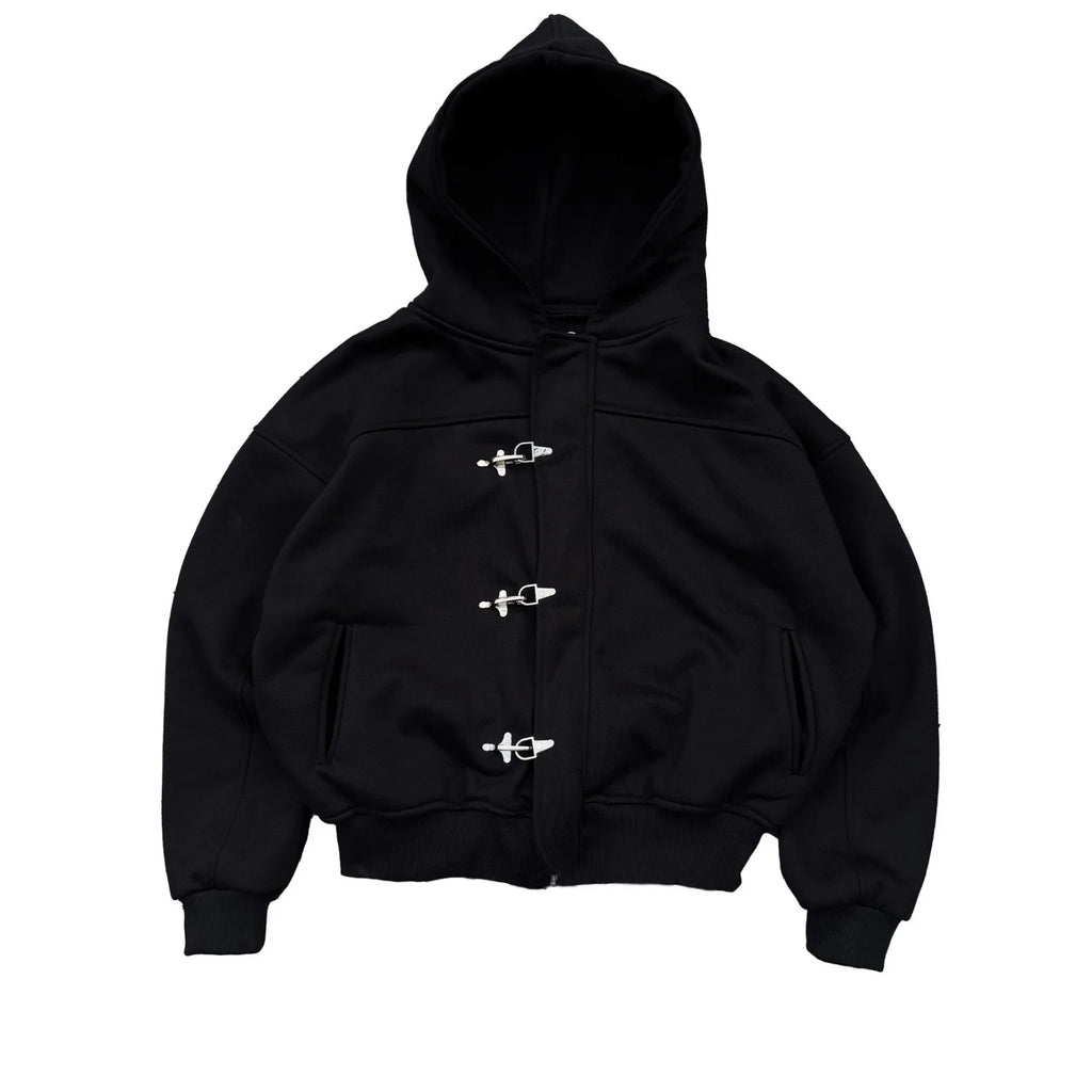 Button Detail Hooded Sweatshirt